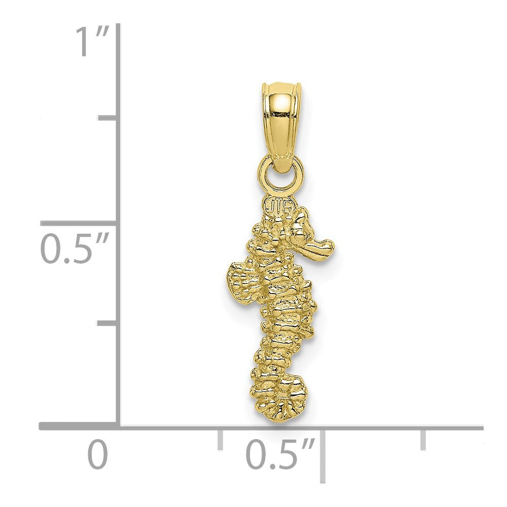 Extel Medium 10k Gold 3-D Mini Seahorse Charm, Made in USA