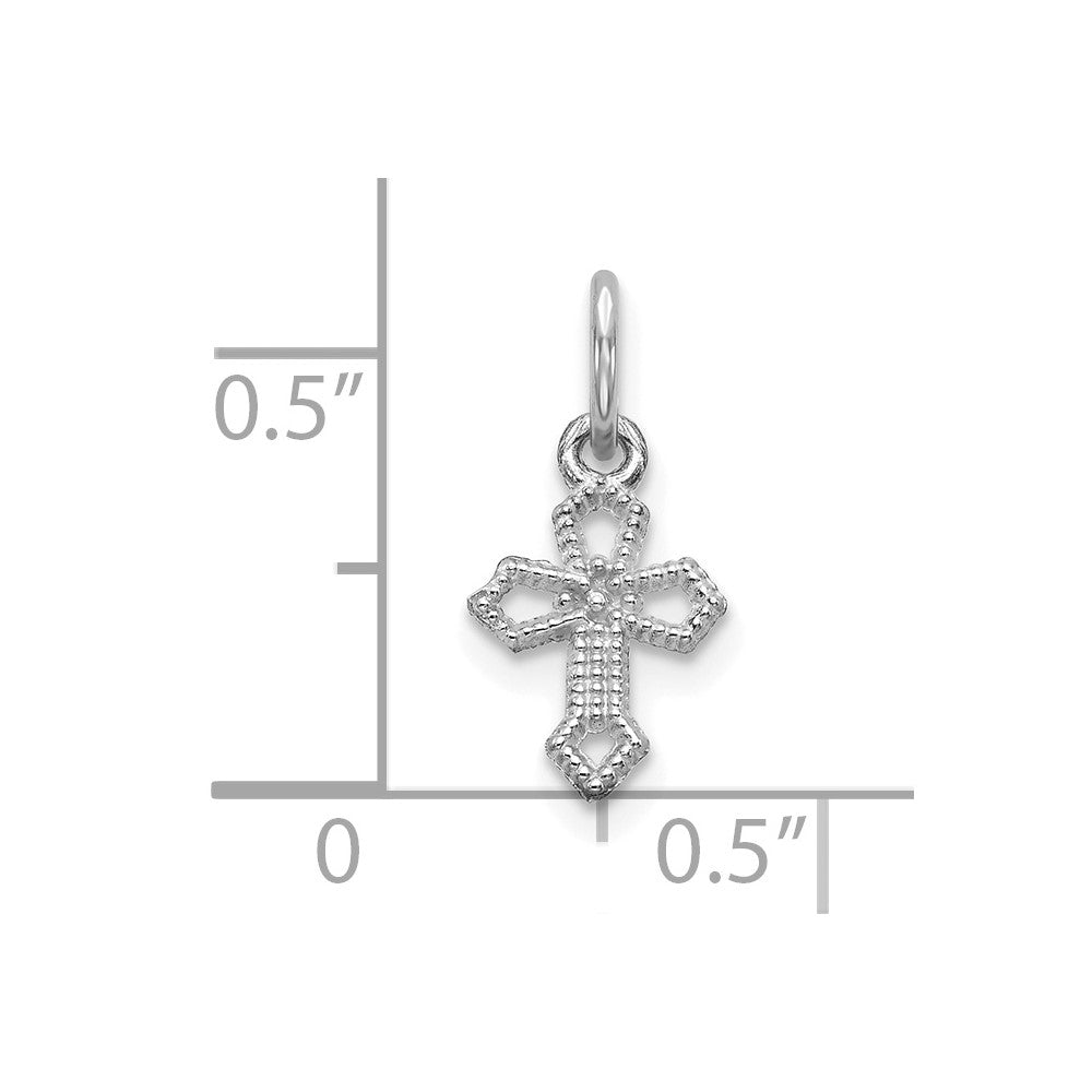 Extel Medium 10k Gold White Gold PASSION CROSS CHARM, Made in USA