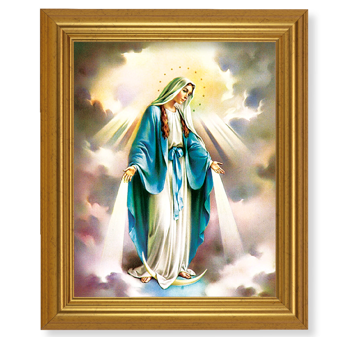 Our Lady of Grace Picture Framed Wall Art Decor, Large, Antique Gold-Leaf Classic Frame