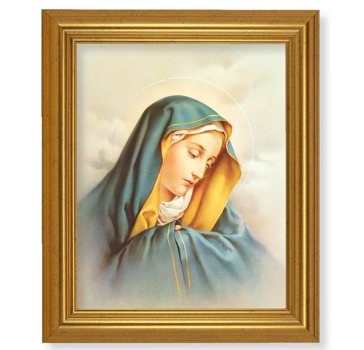 Our Lady of Sorrows Picture Framed Wall Art Decor, Large, Antique Gold-Leaf Classic Frame