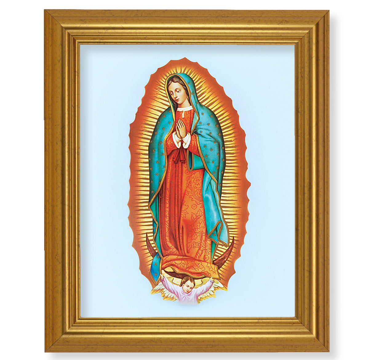 Our Lady of Guadalupe Picture Framed Wall Art Decor, Large, Antique Gold-Leaf Classic Frame