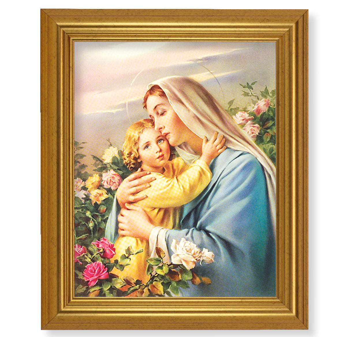 Madonna and Child Picture Framed Wall Art Decor, Large, Antique Gold-Leaf Classic Frame
