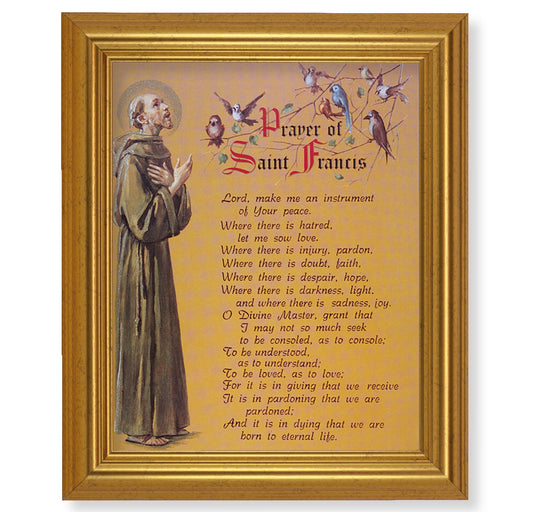 Prayer of St. Francis Picture Framed Wall Art Decor Large Antique Gold-Leaf Classic Frame