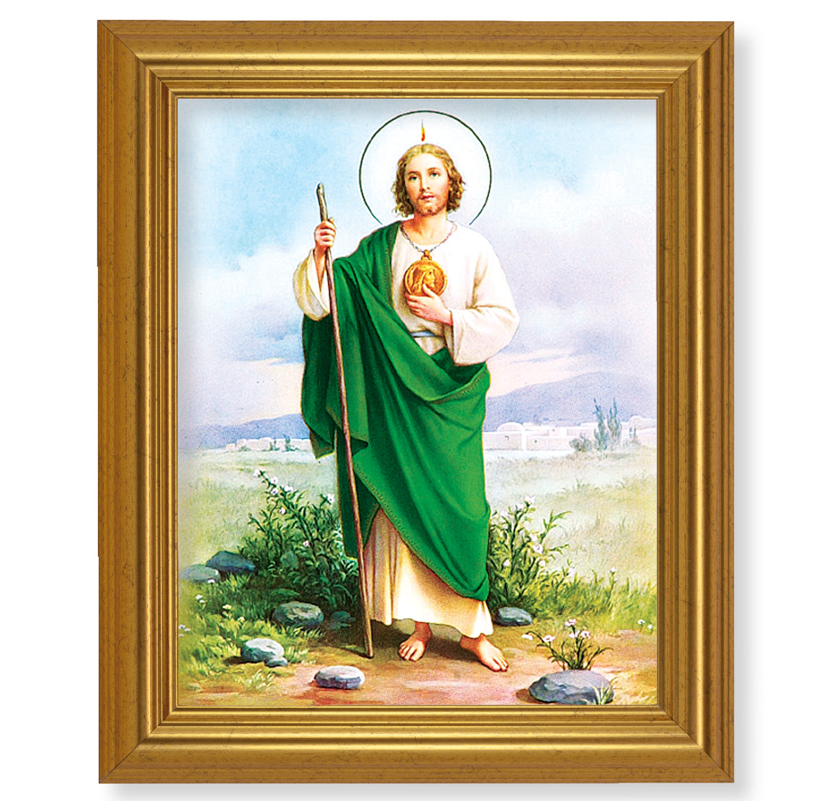 St. Jude Picture Framed Wall Art Decor, Large Gold-Leaf Frame