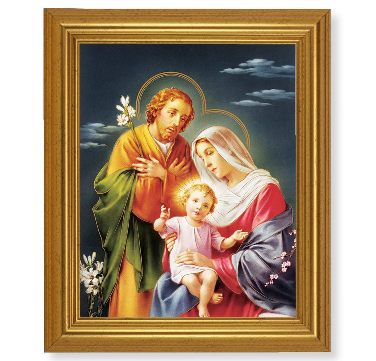 Holy Family Picture Framed Wall Art Decor, Large, Antique Gold-Leaf Classic Frame