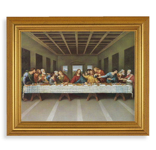 Last Supper Picture Framed Wall Art Decor Large Antique Gold-Leaf Classic Frame