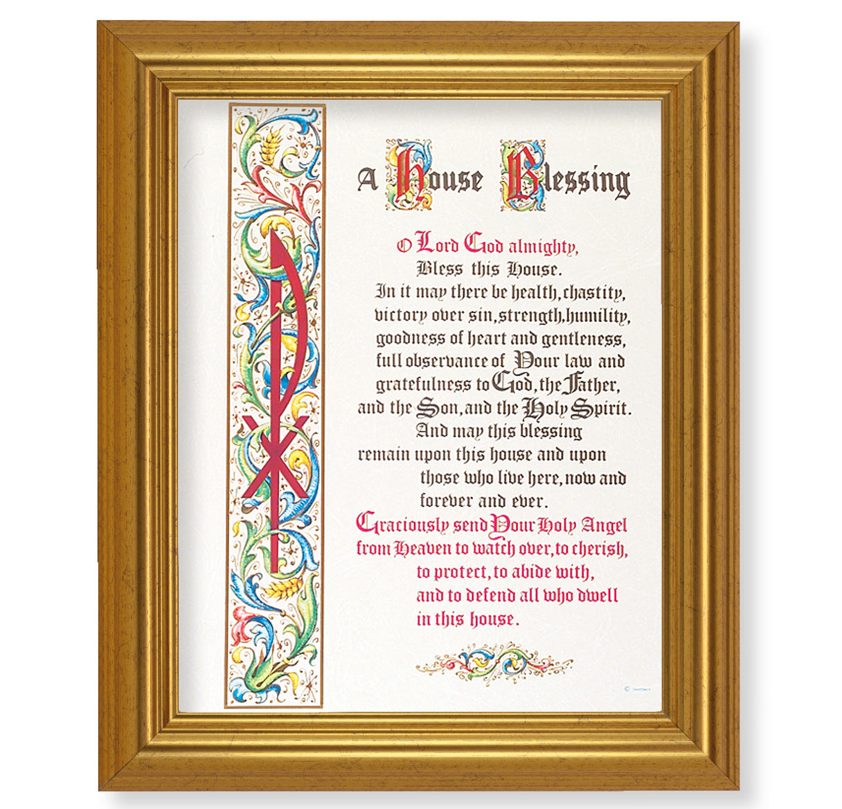 House Blessing Picture Framed Wall Art Decor, Large, Antique Gold-Leaf Classic Frame