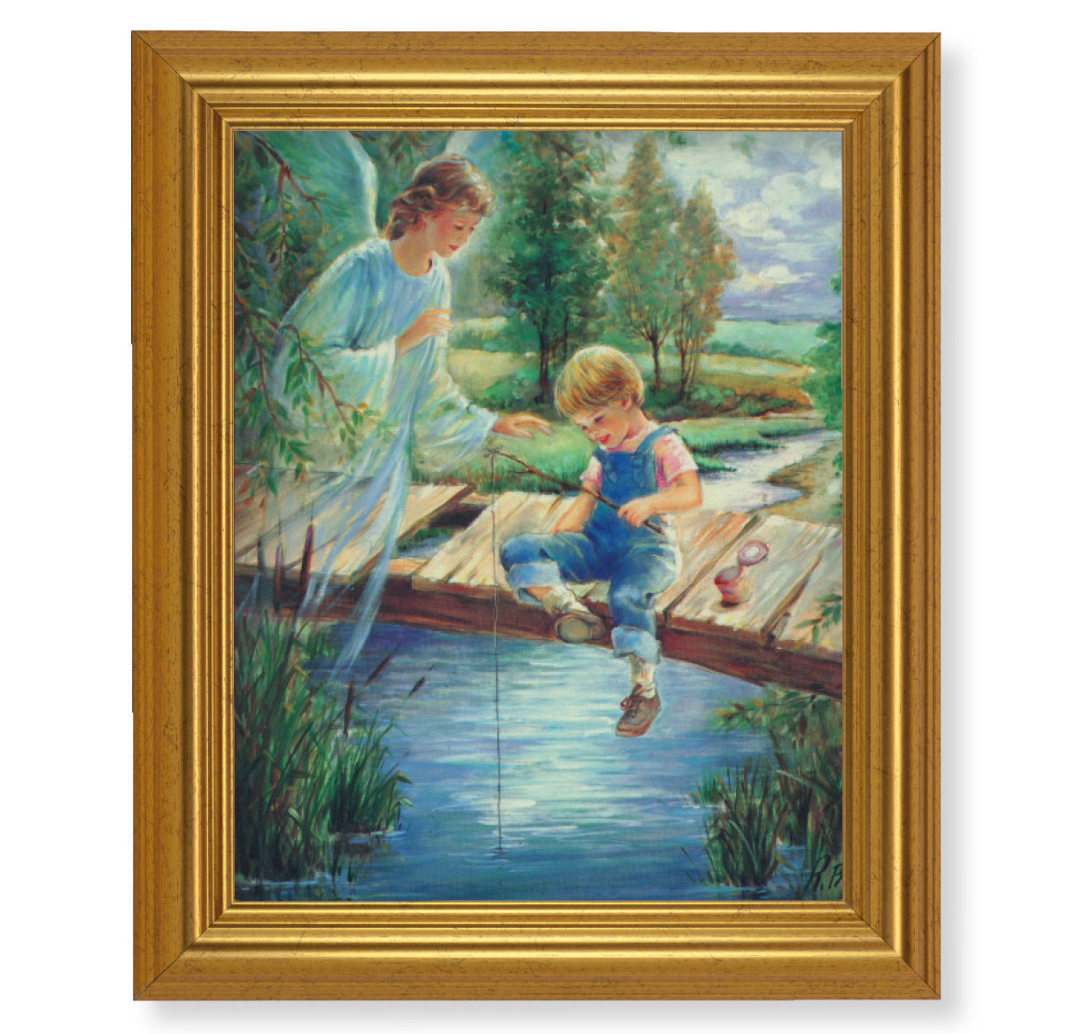 Guardian Angel with Boy Picture Framed Wall Art Decor