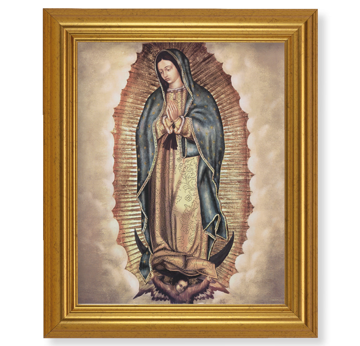 Our Lady of Guadalupe Picture Framed Wall Art Decor Large Antique Gold-Leaf Classic Frame