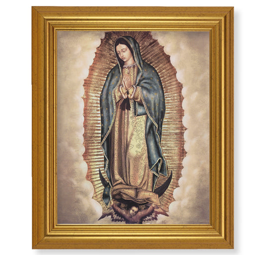 Our Lady of Guadalupe Picture Framed Wall Art Decor Large Antique Gold-Leaf Classic Frame