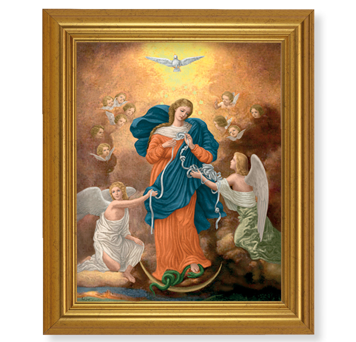 Our Lady Untier of Knots Picture Framed Wall Art Decor, Large, Antique Gold-Leaf Classic Frame