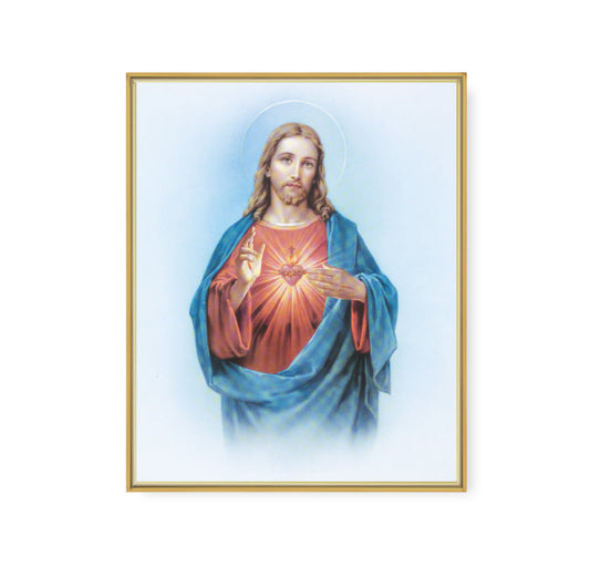 Sacred Heart of Jesus Picture Framed Plaque Large Gold Frame