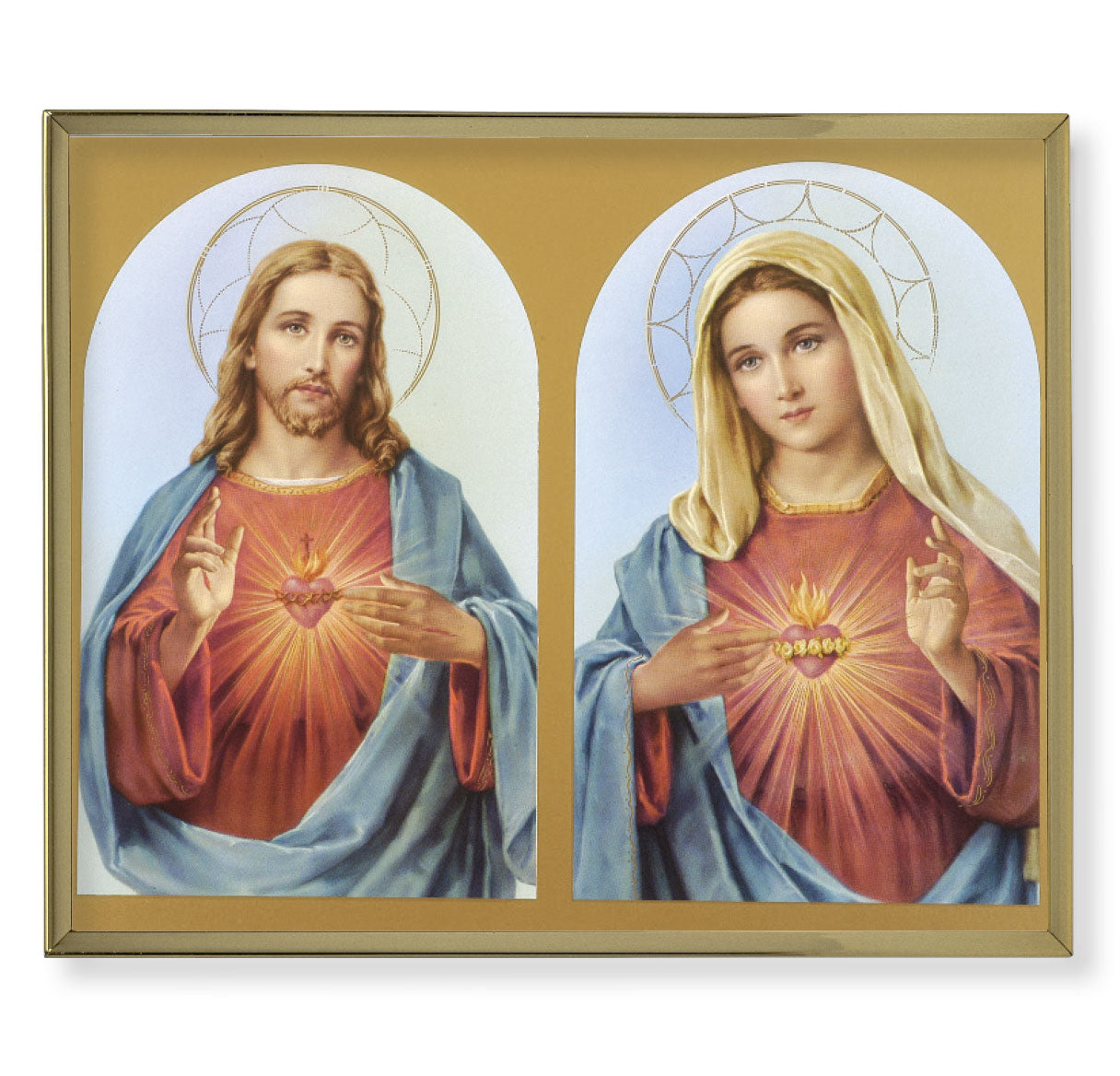 The Sacred Hearts Picture Framed Plaque, Large, Gold Plaque Frame