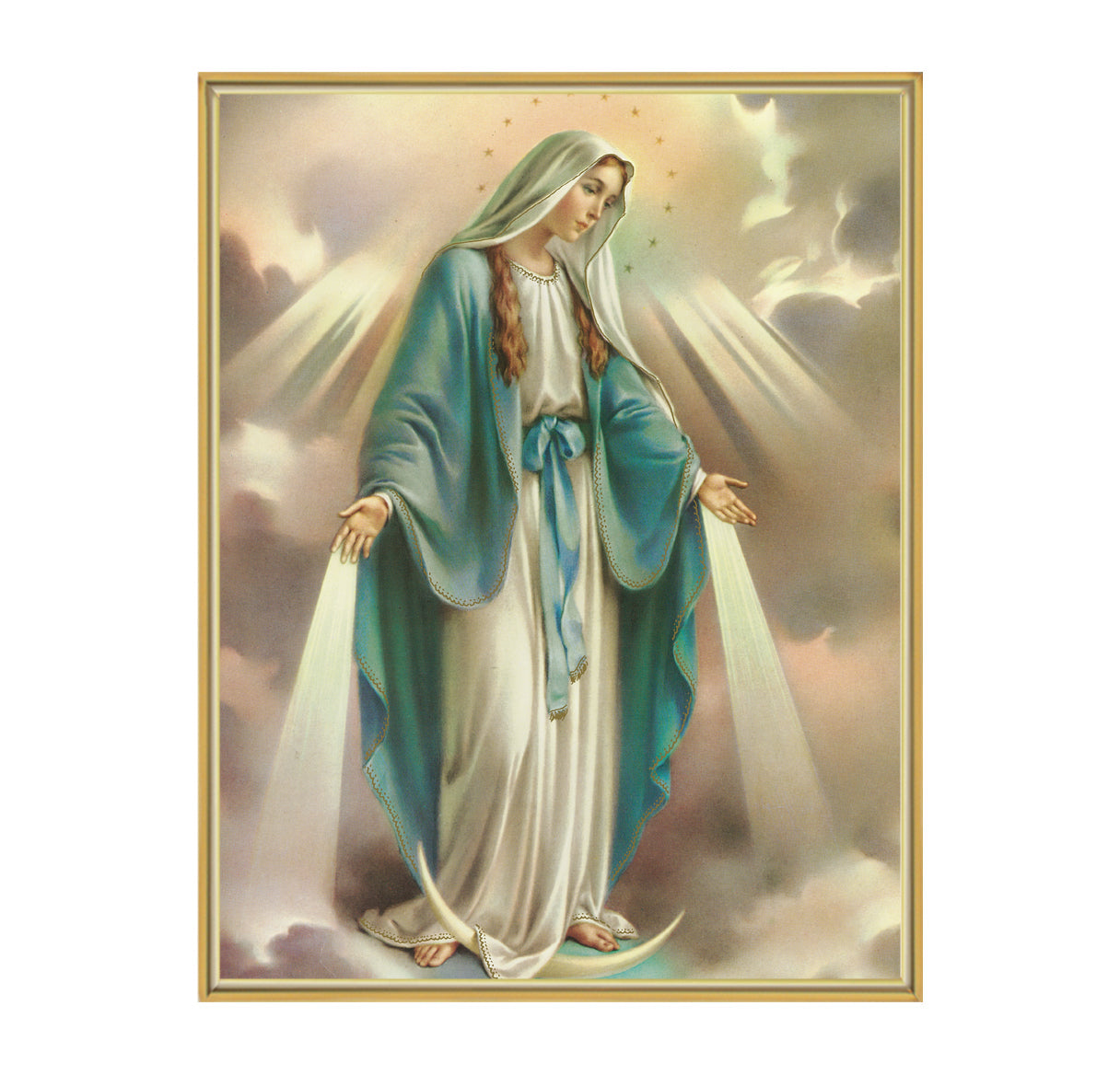 Our Lady of Grace Picture Framed Plaque Large Gold Frame
