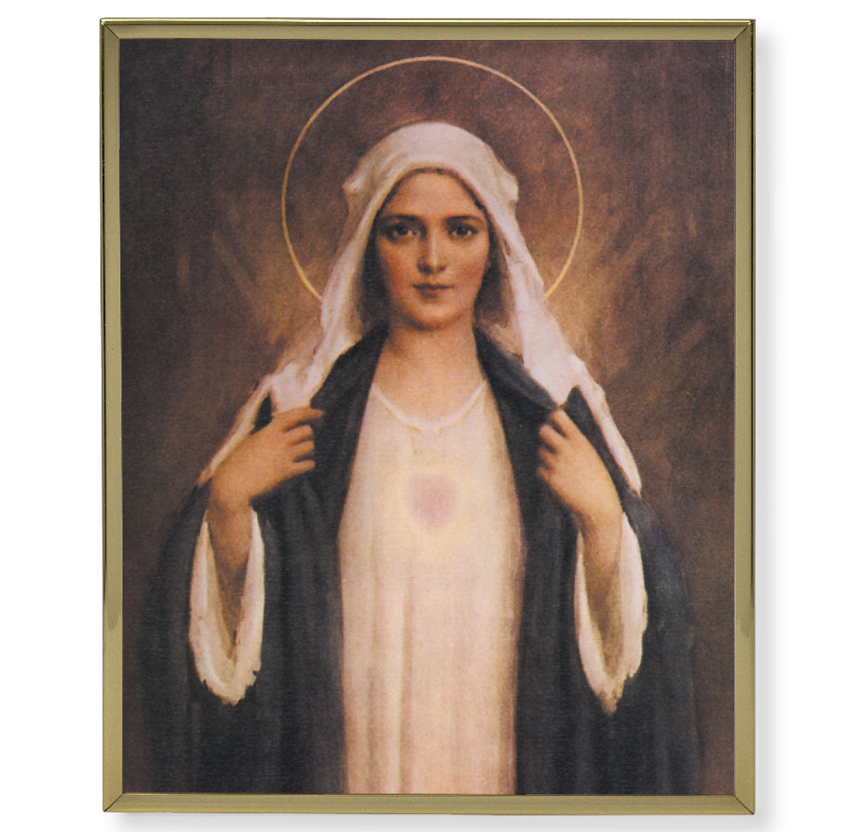 Immaculate Heart of Mary Picture Framed Plaque, Large, Gold Plaque Frame