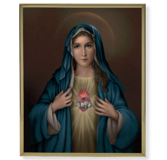 Immaculate Heart of Mary Picture Framed Plaque Large Gold Frame