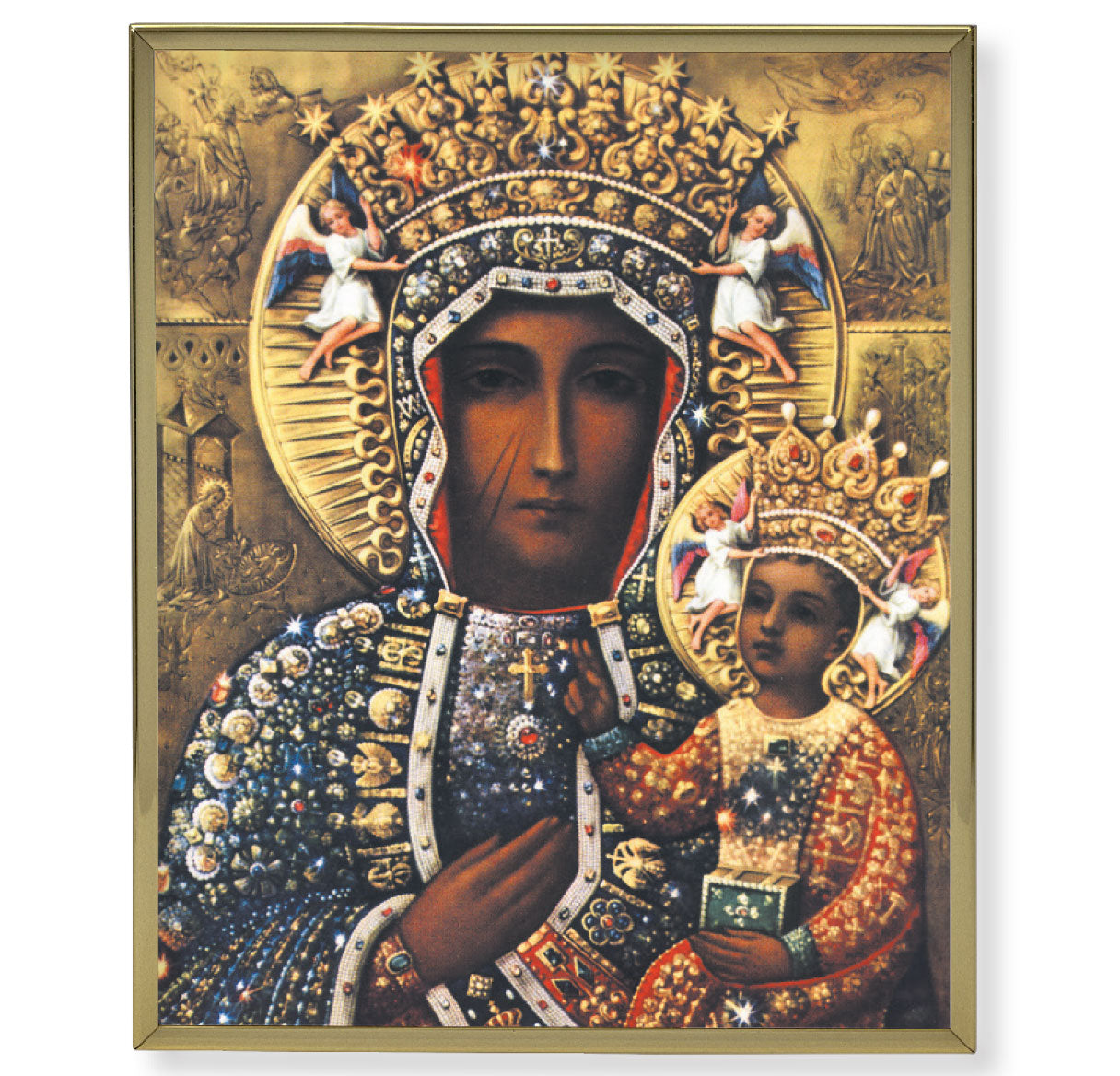 Our Lady of Czestochowa Picture Framed Plaque Large Gold Frame