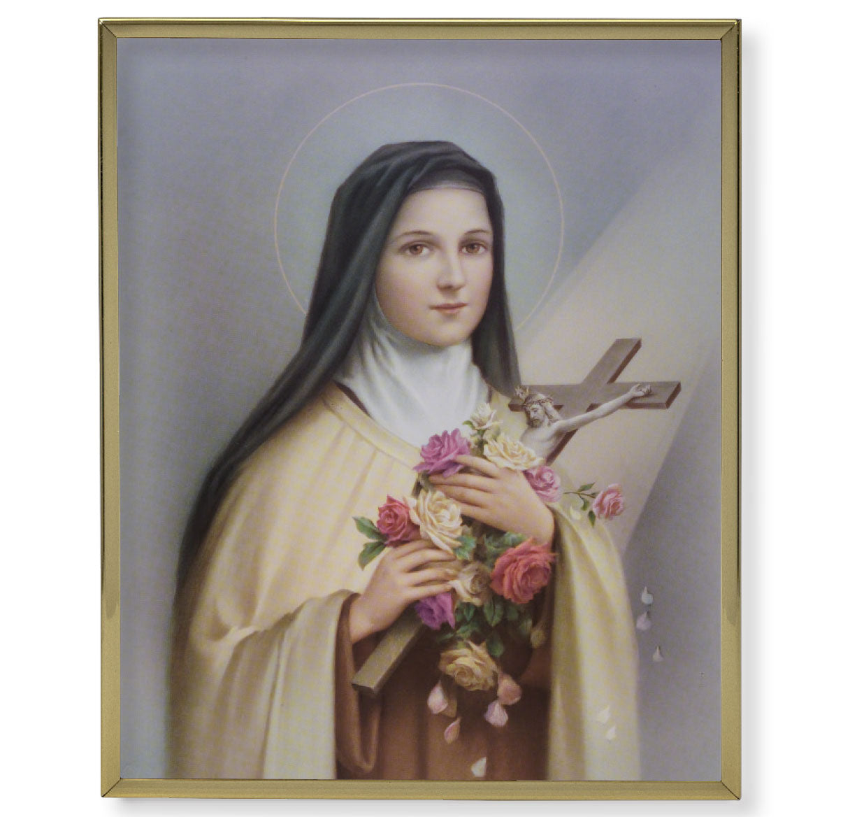 St. Therese Picture Framed Plaque Large Gold Frame Decor