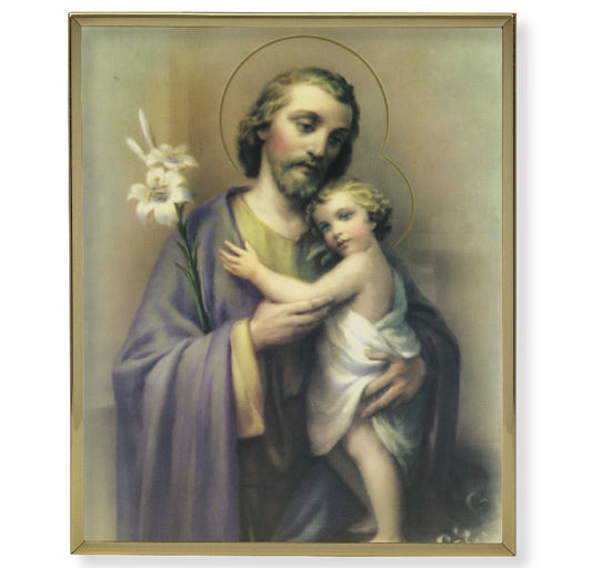 St. Joseph Picture Framed Plaque Large Gold Frame 11x14