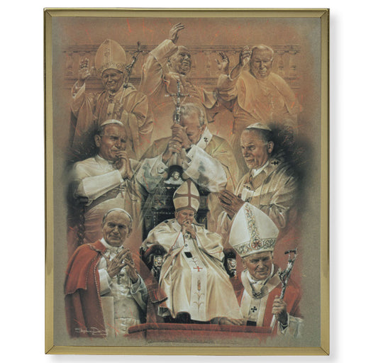 Pope John Paul II Collage Picture Framed Plaque Large, Gold Plaque Frame