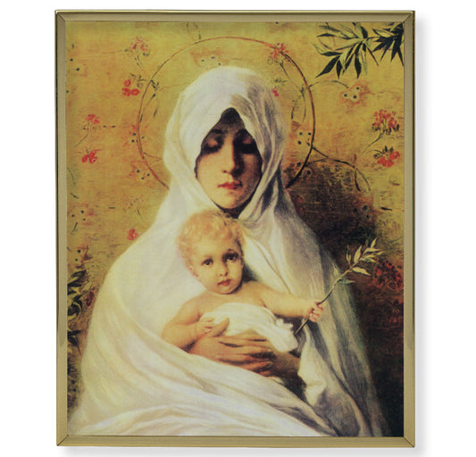 Our Lady of the Palm Picture Framed Plaque Large, Gold Plaque Frame