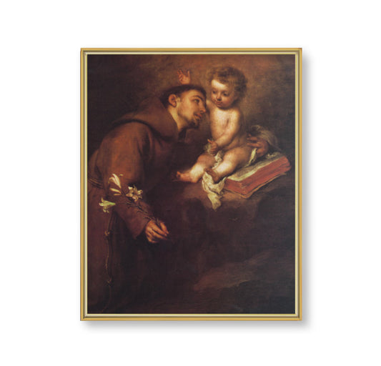 St. Anthony Picture Framed Plaque Large Gold Frame 11x14