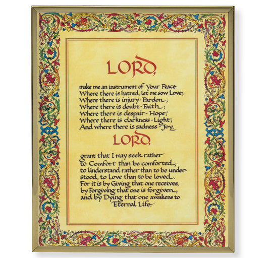 St. Francis Peace Prayer Picture Framed Plaque Large Gold Frame