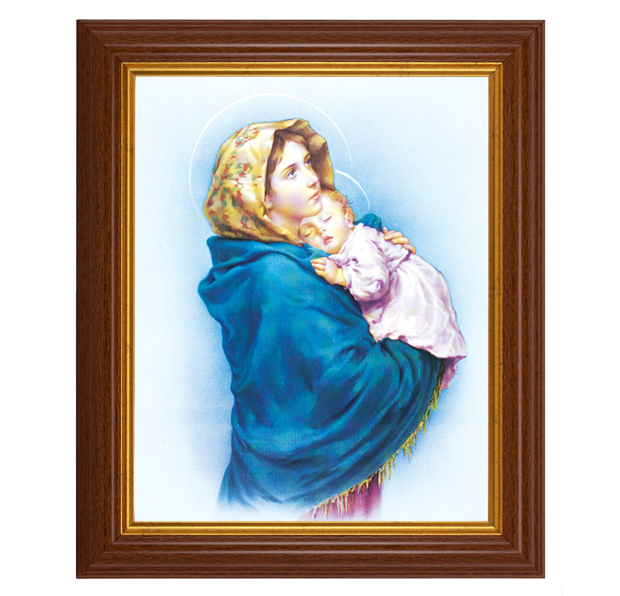 Madonna of the Streets Picture Framed Wall Art Decor, Large, Traditional Dark Walnut Fluted Frame with Gold Beaded Lip