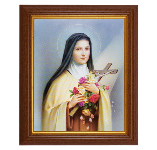 St. Therese Picture Framed Wall Art Decor Large Dark Walnut Frame