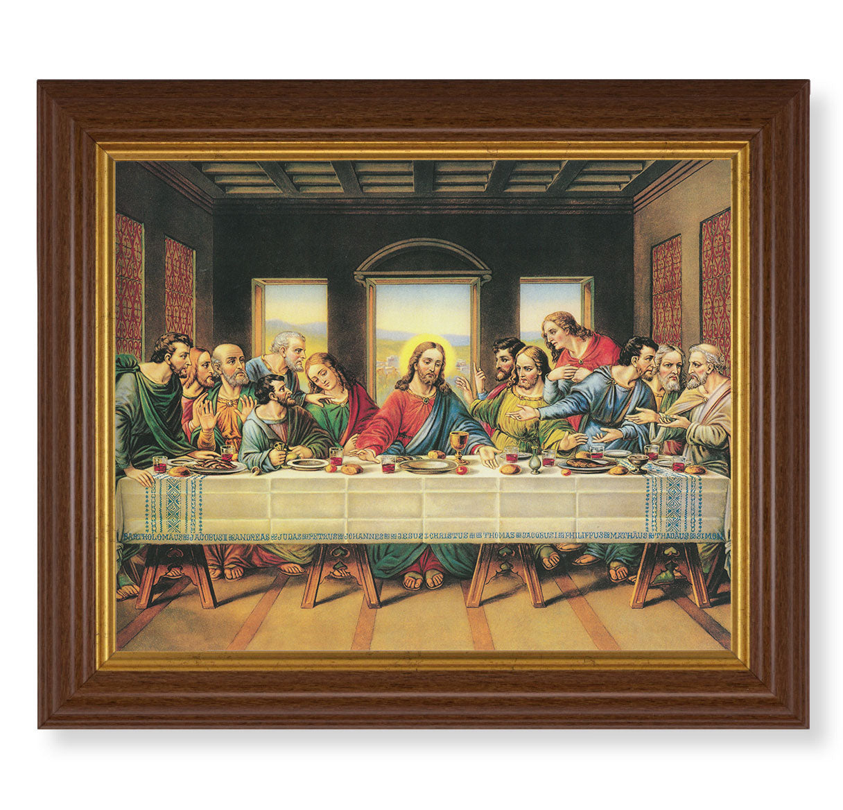Last Supper Picture Framed Wall Art Decor, Large Dark Walnut Frame