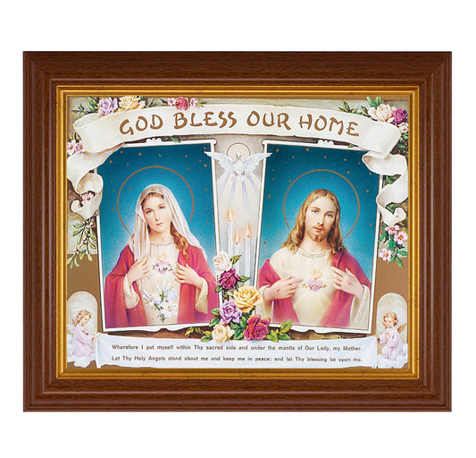 House Blessing - SHJ & IHM Picture Framed Wall Art Decor, Large, Traditional Dark Walnut Fluted Frame with Gold Beaded Lip