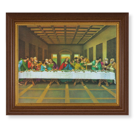 The Last Supper Picture Framed Wall Art Decor, Large, Traditional Dark Walnut Fluted Frame with Gold Beaded Lip