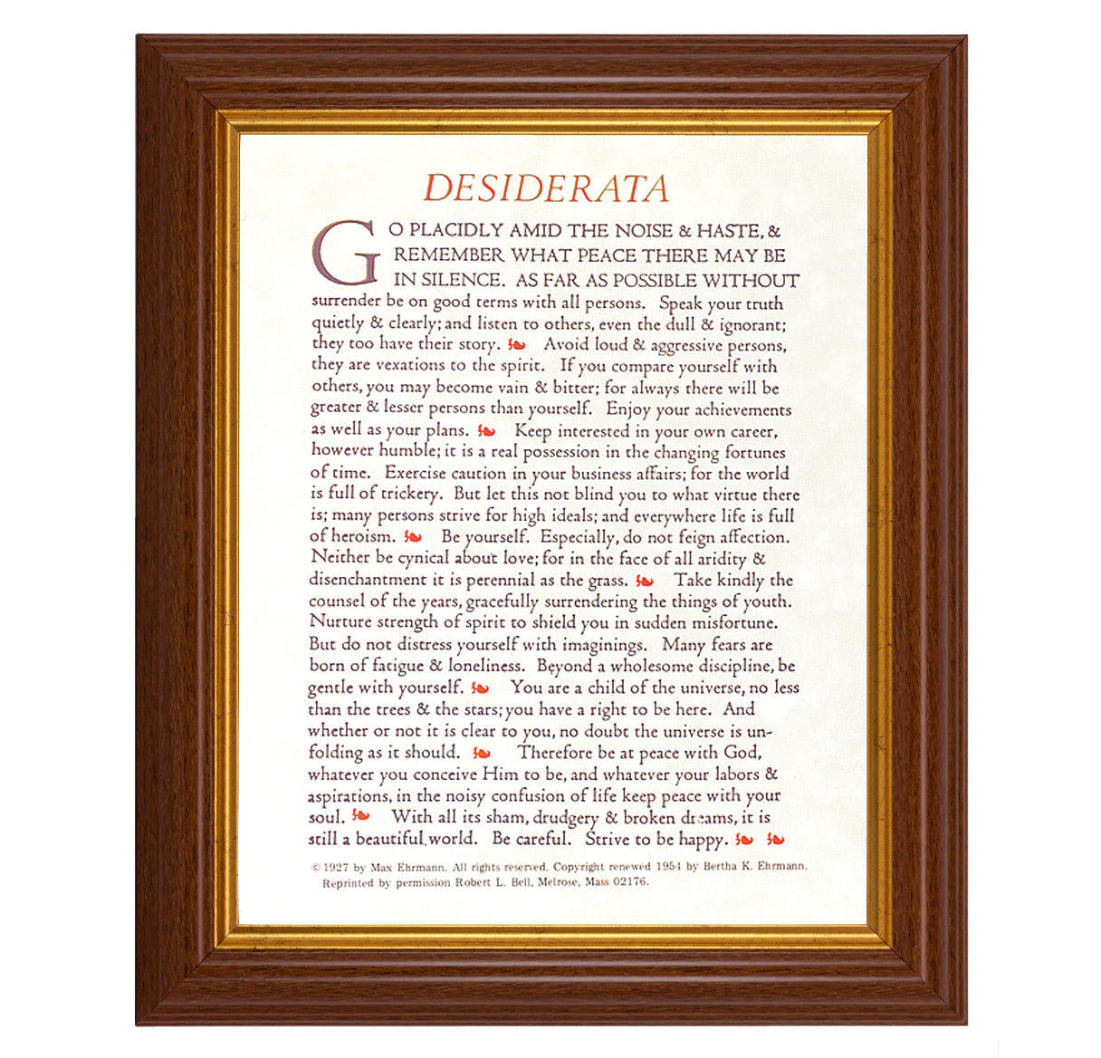 Desiderata Picture Framed Wall Art Decor Large Dark Walnut Frame