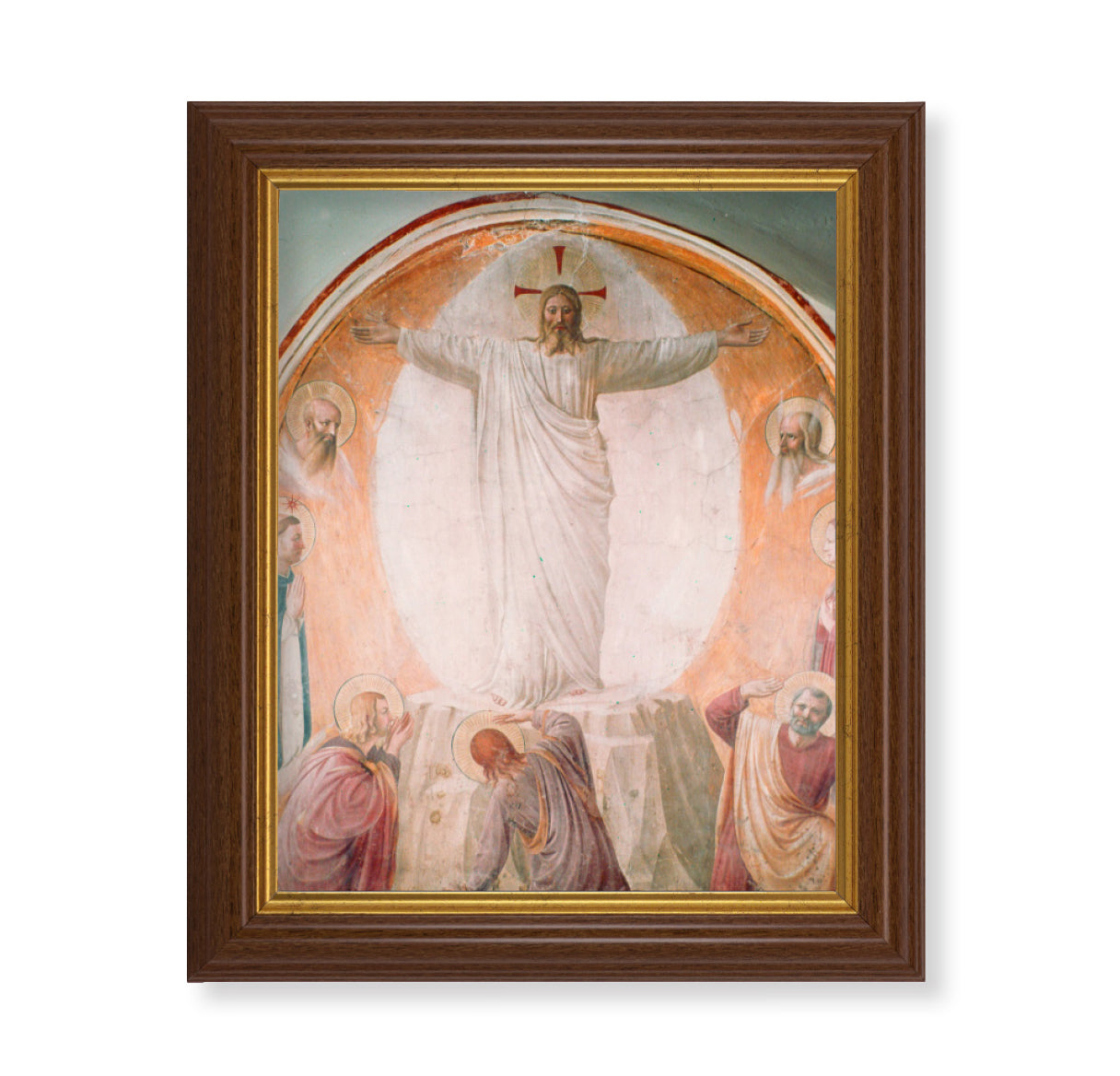 Transfiguration of Christ Picture Framed Wall Art Decor, Large, Traditional Dark Walnut Fluted Frame with Gold Beaded Lip