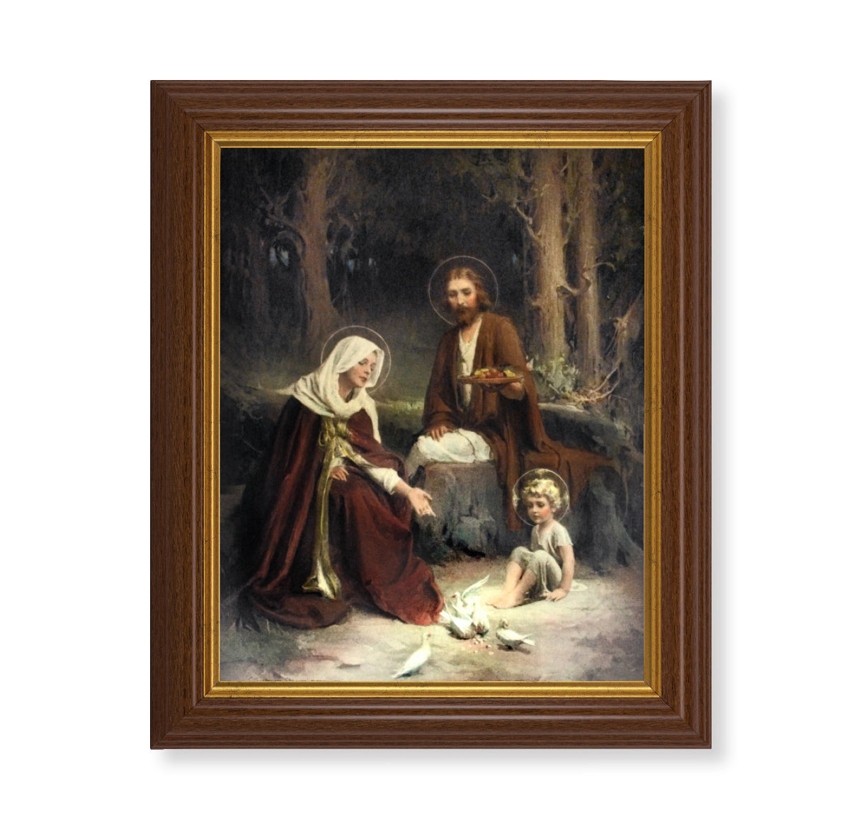 Holy Family Picture Framed Wall Art Decor Large Dark Walnut