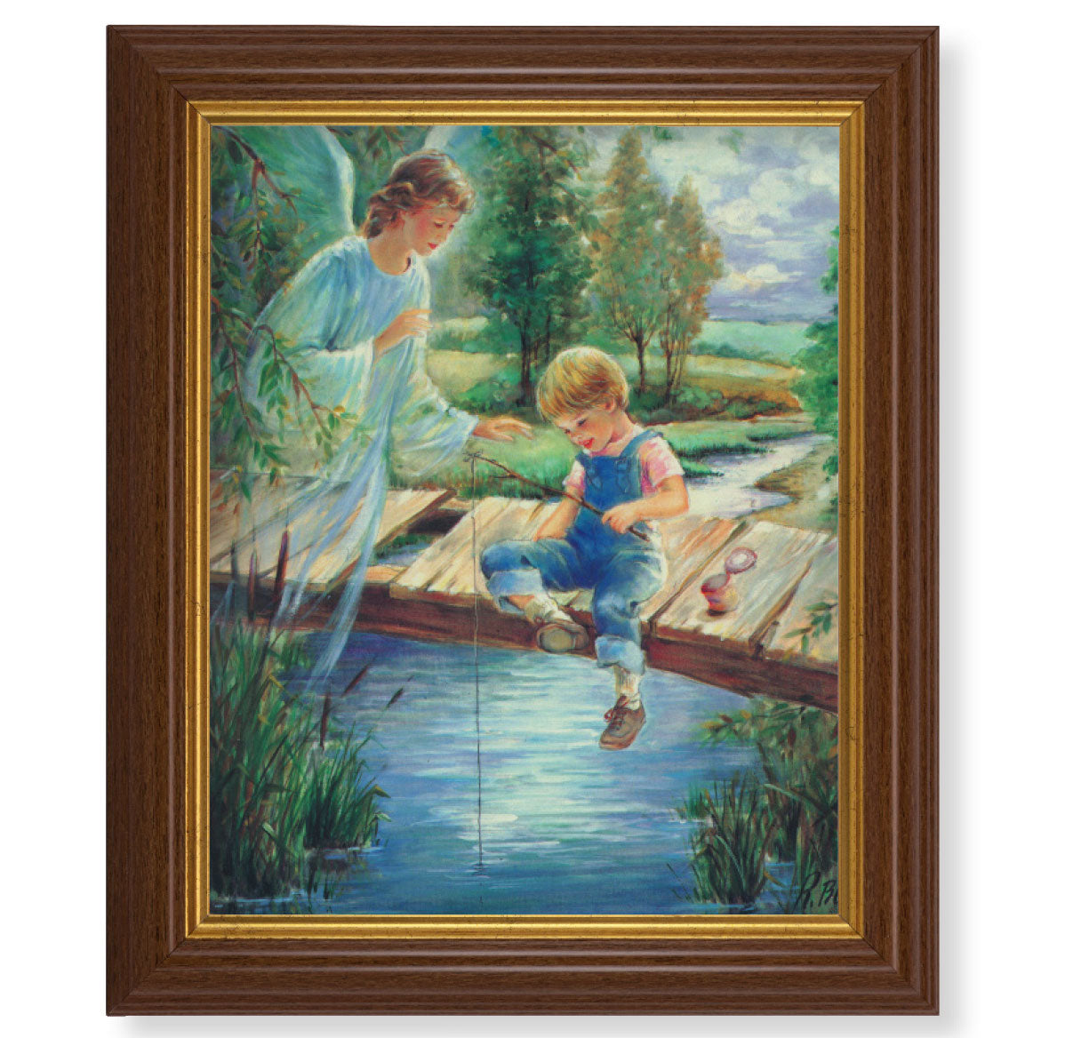 Guardian Angel With Boy Picture Framed Wall Art Decor