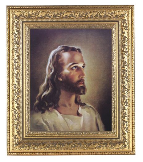 Head Of Christ Picture Framed Wall Art Decor Large Gold-Leaf Frame
