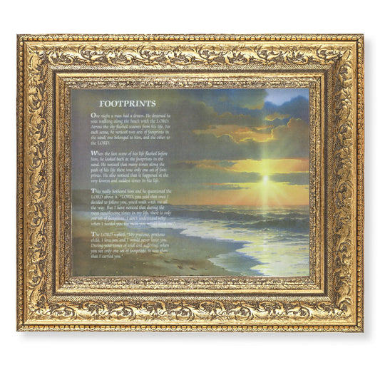Footprints Picture Framed Wall Art Decor Large Gold-Leaf Frame