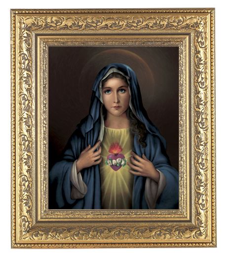 Immaculate Heart of Mary Framed Wall Art Decor Large Gold-Leaf