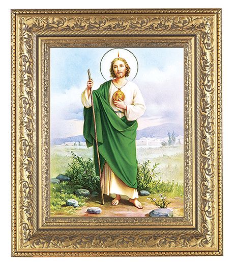 St. Jude Picture Framed Wall Art Decor Large Gold-Leaf Frame
