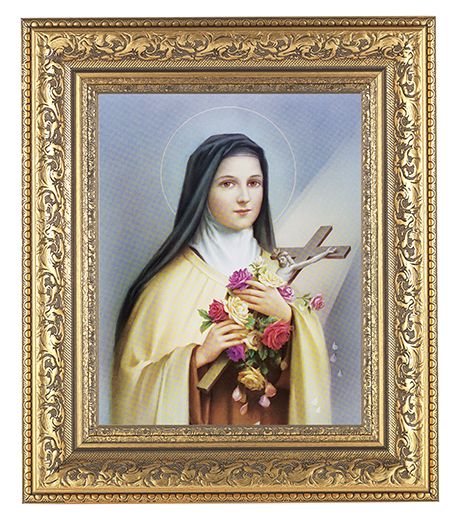St. Therese Picture Framed Wall Art Decor Large Gold-Leaf Frame