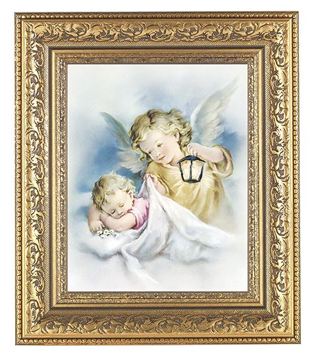 Guardian Angel With Lantern Picture Framed Wall Art Decor