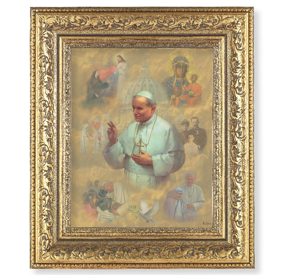 St. John Paul II Picture Framed Wall Art Decor Large Ornate Frame