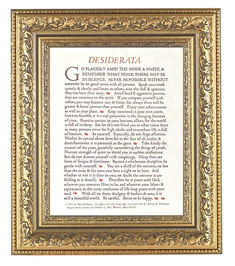 Desiderata Picture Framed Wall Art Decor Large Gold Leaf Frame
