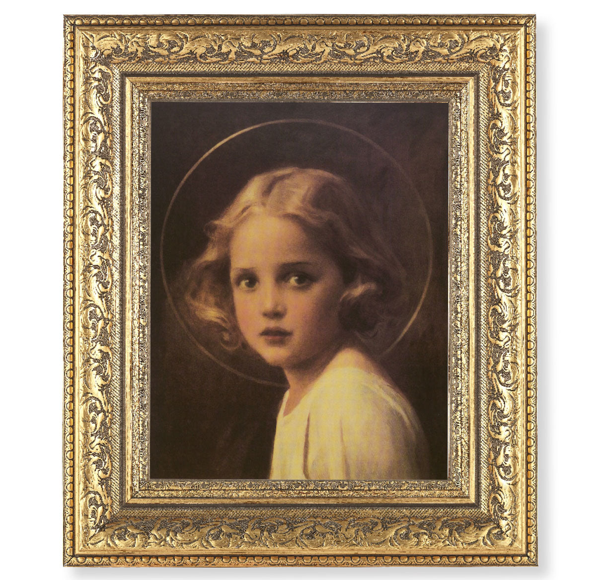 Mary Most Holy Picture Framed Wall Art Decor Large Gold-Leaf Acanthus-Leaf Carvings Ornate Frame