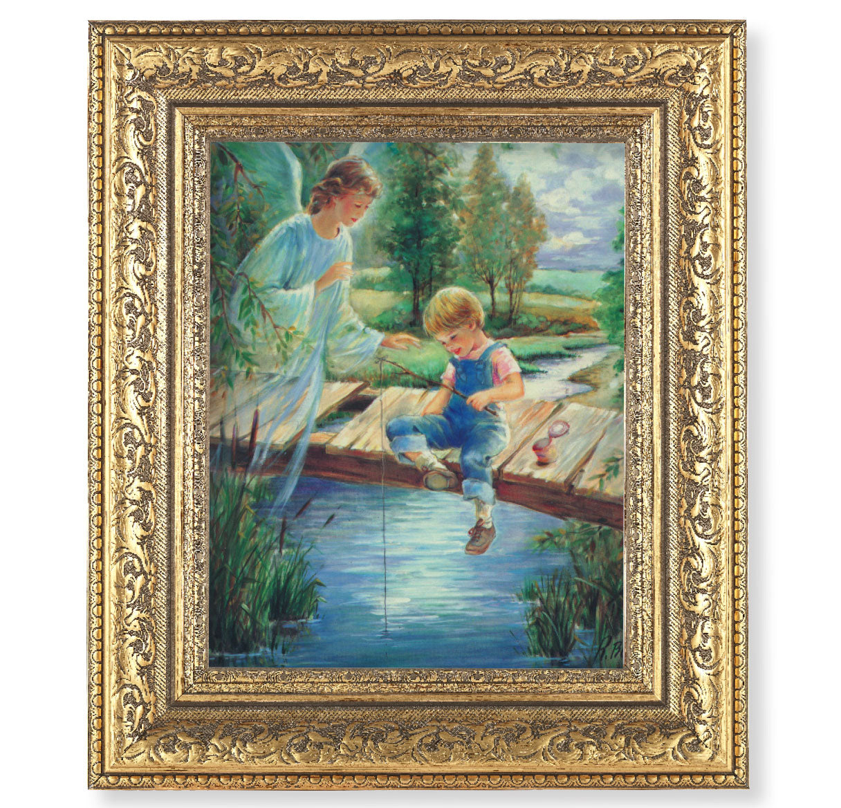 Guardian Angel with Boy Picture Framed Wall Art Decor
