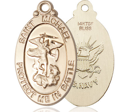 Extel Oval Large 14kt Gold Filled St Michael Navy Medal