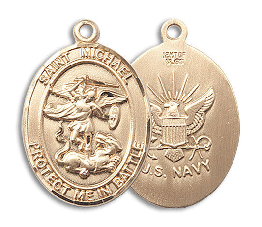 Extel Oval Large 14kt Gold Filled St Michael Navy Medal