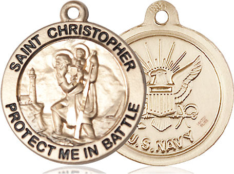 Extel Round Large 14kt Gold Filled St Christopher Navy Medal