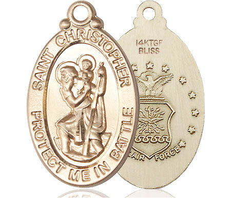 Extel Oval Large 14kt Gold Filled St Christopher Medal USA